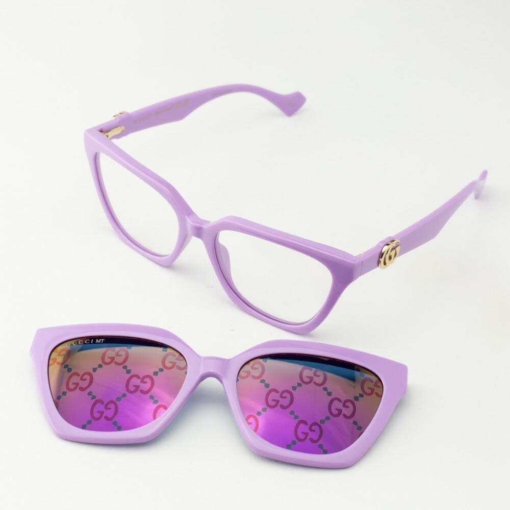 NWT Gucci GG1542S-002 Clip-On Violet Cat Eye 55mm Sunglasses